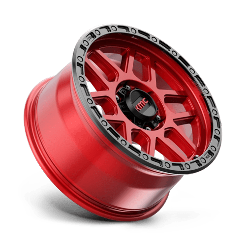KMC KM544 MESA Candy Red W/ Black Lip 18x9 +18 6x114.3mm 66.1mm - Wheelwiz