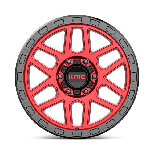 KMC KM544 MESA Candy Red W/ Black Lip 18x9 +18 6x139.7mm 106.1mm - Wheelwiz