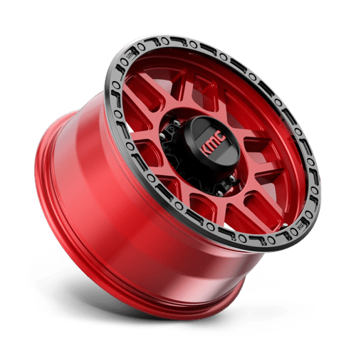 KMC KM544 MESA Candy Red W/ Black Lip 18x9 +18 8x180mm 124.2mm - Wheelwiz