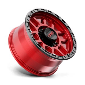 KMC KM544 MESA Candy Red W/ Black Lip 18x9 +18 8x180mm 124.2mm - Wheelwiz