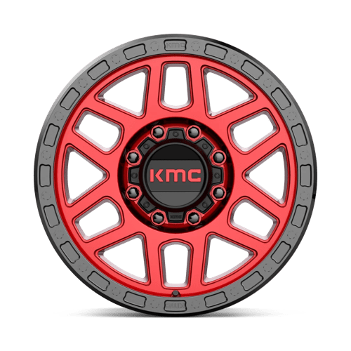 KMC KM544 MESA Candy Red W/ Black Lip 18x9 +18 8x180mm 124.2mm - Wheelwiz