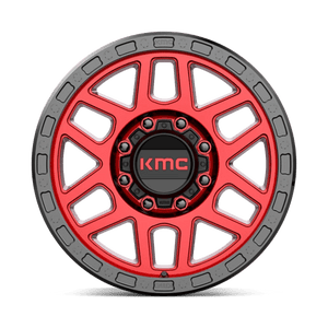 KMC KM544 MESA Candy Red W/ Black Lip 18x9 +18 8x180mm 124.2mm - Wheelwiz