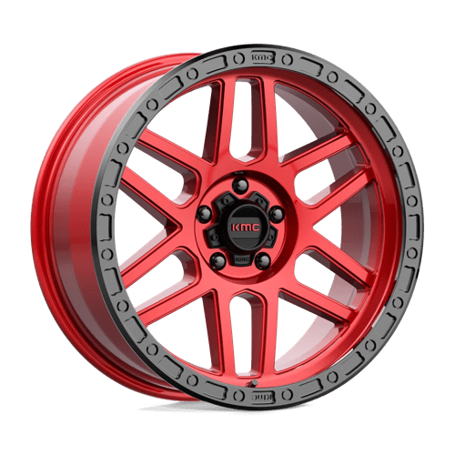 KMC KM544 MESA Candy Red W/ Black Lip 17x8.5 0 5x127mm 71.5mm - Wheelwiz