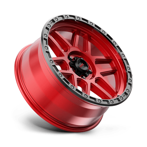 KMC KM544 MESA Candy Red W/ Black Lip 17x9 -12 5x127mm 71.5mm - Wheelwiz