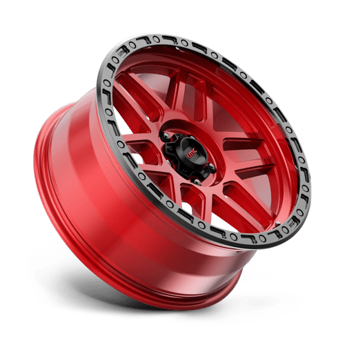 KMC KM544 MESA Candy Red W/ Black Lip 17x8.5 0 5x127mm 71.5mm - Wheelwiz