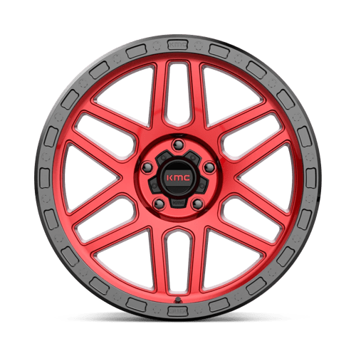 KMC KM544 MESA Candy Red W/ Black Lip 17x8.5 0 5x127mm 71.5mm - Wheelwiz