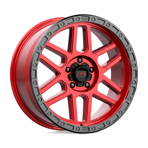 KMC KM544 MESA Candy Red W/ Black Lip 20x9 +25 5x150mm 110.1mm - Wheelwiz