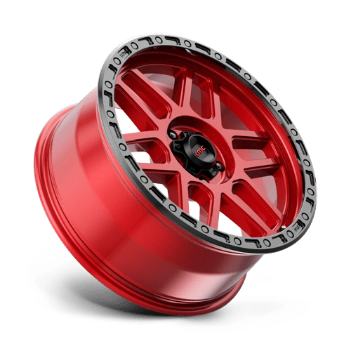 KMC KM544 MESA Candy Red W/ Black Lip 17x9 +18 5x127mm 71.5mm - Wheelwiz