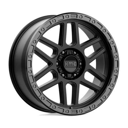 KMC KM544 MESA Satin Black W/ Gloss Black Lip 20x9 +18 6x139.7mm 106.1mm - Wheelwiz