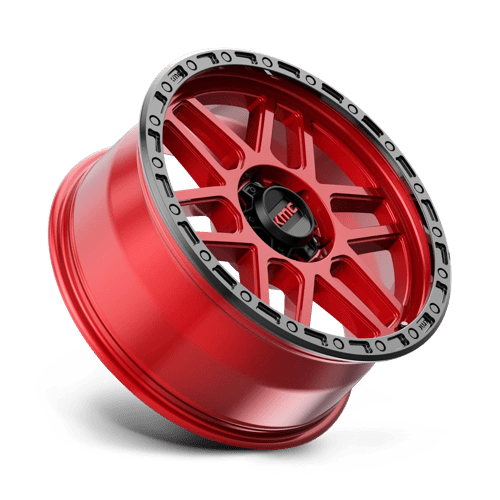 KMC KM544 MESA Candy Red W/ Black Lip 20x9 +18 6x139.7mm 106.1mm - Wheelwiz