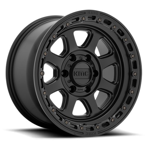 KMC KM548 CHASE Satin Black W/ Gloss Black Lip 17x9 0 5x127mm 71.5mm - Wheelwiz