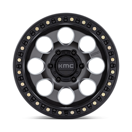 KMC KM550 RIOT SBL Anthracite W/ Satin Black Lip 18x9 +18 5x127mm 71.5mm - Wheelwiz