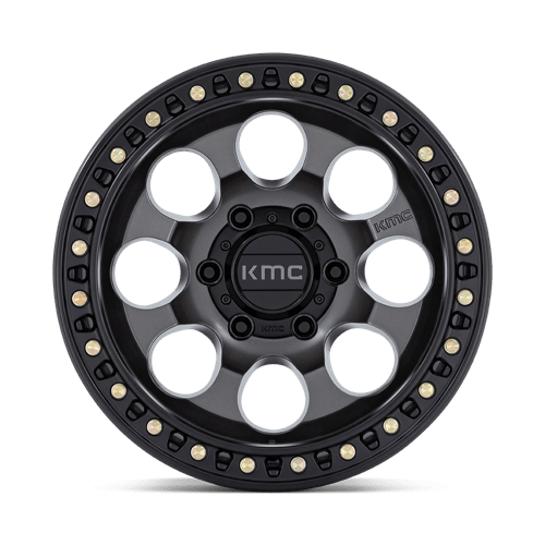 KMC KM550 RIOT SBL Anthracite W/ Satin Black Lip 17x8.5 +10 5x127mm 71.5mm - Wheelwiz