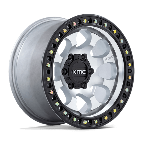 KMC KM550 RIOT SBL Machined W/ Satin Black Lip 18x9 +18 5x127mm 71.5mm - Wheelwiz