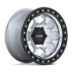 KMC KM550 RIOT SBL Machined W/ Satin Black Lip 17x9 -12 6x139.7mm 106.1mm - Wheelwiz