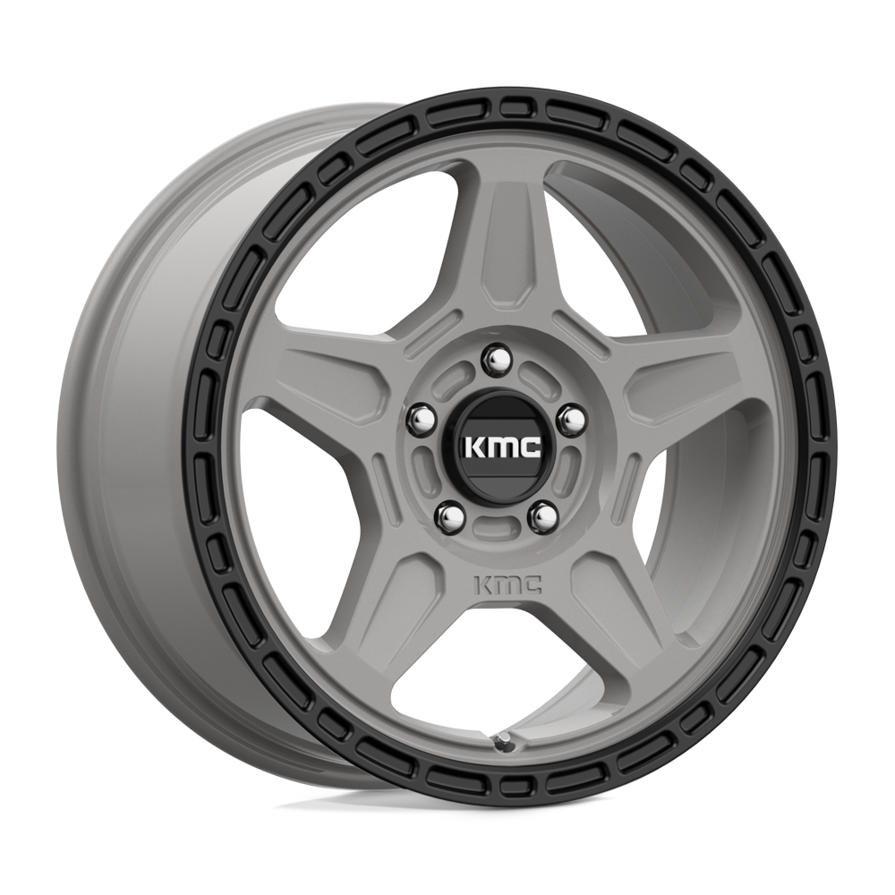 KMC KM721 ALPINE Satin Gray With Black Lip 17x8 +38 5x110mm 72.6mm - WheelWiz