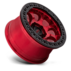 KMC KM237 RIOT BEADLOCK Candy Red W/ Satin Black Ring 17x9 -38 6x139.7mm 108mm - Wheelwiz
