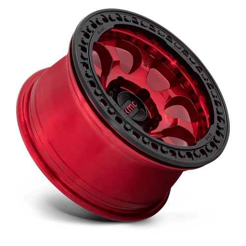 KMC KM237 RIOT BEADLOCK Candy Red W/ Satin Black Ring 17x8.5 0 6x139.7mm 108mm - Wheelwiz