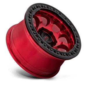 KMC KM237 RIOT BEADLOCK Candy Red W/ Satin Black Ring 17x8.5 0 6x139.7mm 108mm - Wheelwiz
