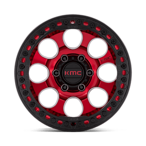 KMC KM237 RIOT BEADLOCK Candy Red W/ Satin Black Ring 17x9 -38 5x127mm 71.5mm - Wheelwiz