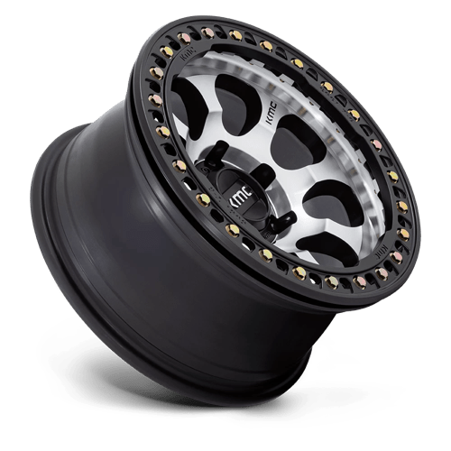 KMC KM237 RIOT BEADLOCK Mach Satin Black Window & Ring 17x9 -38 6x139.7mm 108mm - Wheelwiz