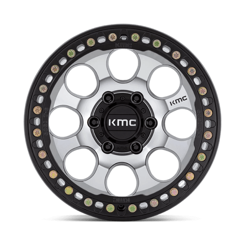 KMC KM237 RIOT BEADLOCK Mach Satin Black Window &amp; Ring 17x9 -38 Custom 72.6mm - Wheelwiz