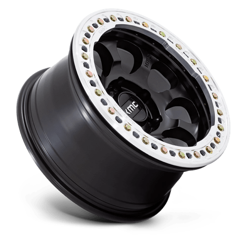 KMC KM237 RIOT BEADLOCK Satin Black W/ Machined Ring 17x9 -38 6x139.7mm 108mm - Wheelwiz