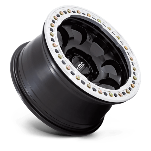 KMC KM237 RIOT BEADLOCK Satin Black W/ Machined Ring 17x9 -12 5x127mm 71.5mm - Wheelwiz