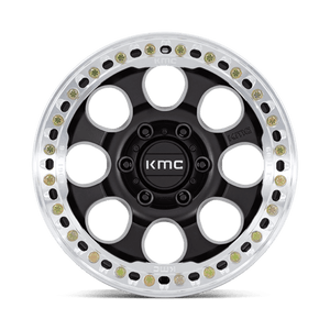 KMC KM237 RIOT BEADLOCK Satin Black W/ Machined Ring 17x8.5 0 Custom 72.6mm - Wheelwiz