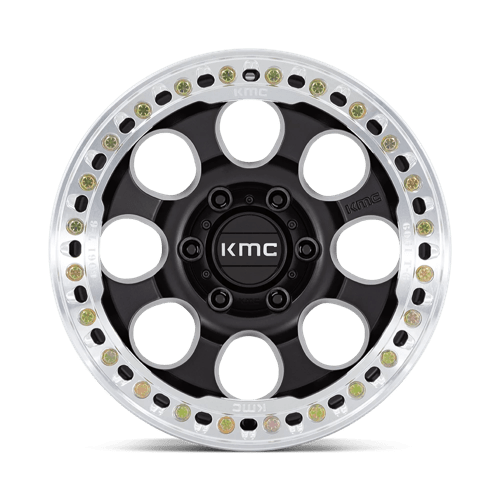 KMC KM237 RIOT BEADLOCK Satin Black W/ Machined Ring 17x9 -12 6x139.7mm 108mm - Wheelwiz