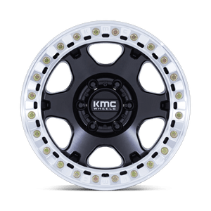 KMC KM238 VI BEADLOCK Satin Black W/ Machined Ring 17x9 -38 Custom 72.6mm - Wheelwiz