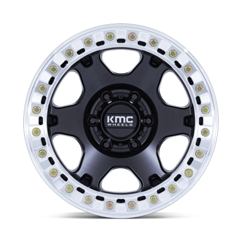 KMC KM238 VI BEADLOCK Satin Black W/ Machined Ring 17x9 -38 Custom 108mm - Wheelwiz