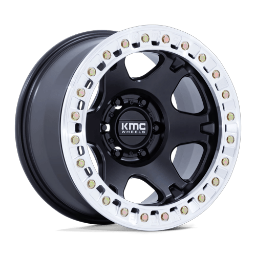 KMC KM238 VI BEADLOCK Satin Black W/ Machined Ring 17x9 -38 Custom 108mm