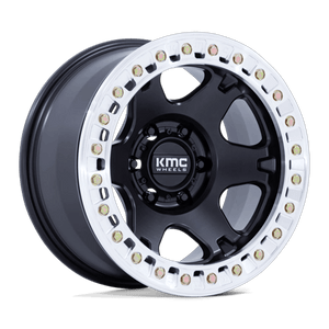 KMC KM238 VI BEADLOCK Satin Black W/ Machined Ring 17x9 -38 Custom 108mm