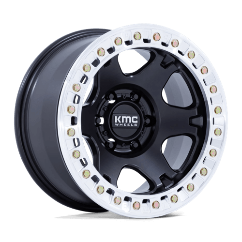 KMC KM238 VI BEADLOCK Satin Black W/ Machined Ring 17x9 -38 6x139.7mm 108mm