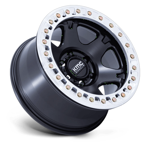 KMC KM238 VI BEADLOCK Satin Black W/ Machined Ring 17x9 -38 Custom 108mm