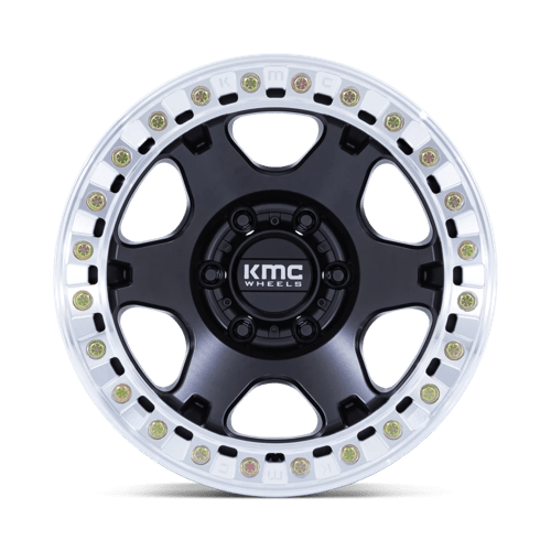 KMC KM238 VI BEADLOCK Satin Black W/ Machined Ring 17x9 -12 Custom 72.6mm - Wheelwiz
