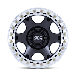 KMC KM238 VI BEADLOCK Satin Black W/ Machined Ring 17x9 -12 Custom 72.6mm - Wheelwiz