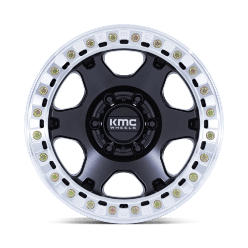 KMC KM238 VI BEADLOCK Satin Black W/ Machined Ring 17x9 -38 Custom 72.6mm