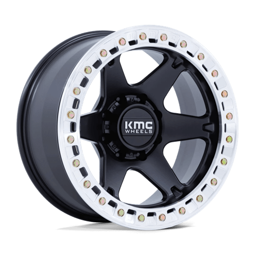 KMC KM238 VI BEADLOCK Satin Black W/ Machined Ring 20x10 -48 Custom 108mm - Wheelwiz