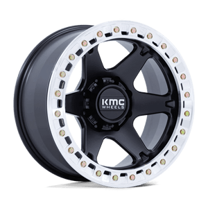 KMC KM238 VI BEADLOCK Satin Black W/ Machined Ring 20x10 -48 Custom 108mm - Wheelwiz
