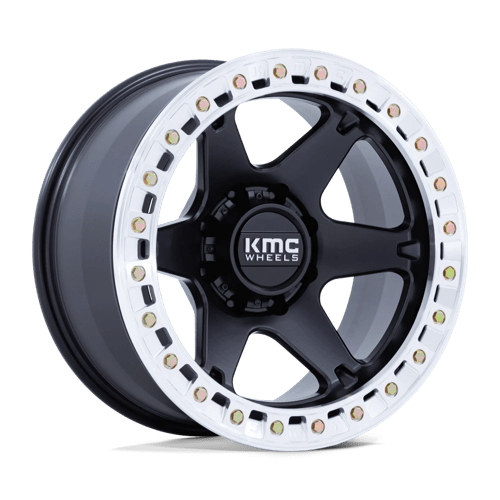 KMC KM238 VI BEADLOCK Satin Black W/ Machined Ring 20x10 -48 Custom 108mm