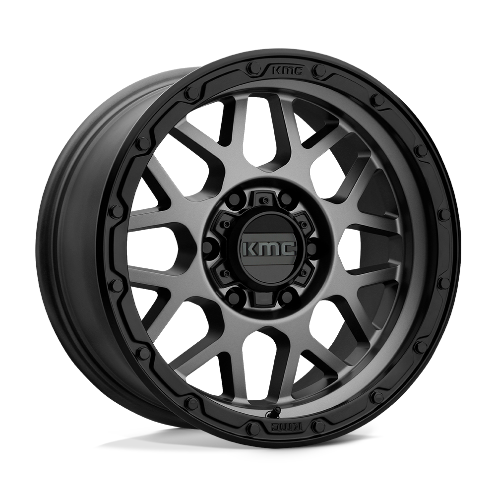 KMC KM535 GRENADE OFF-ROAD Matte Gray Matte Black Lip 17x8.5 00 8x180mm 124.2mm - WheelWiz