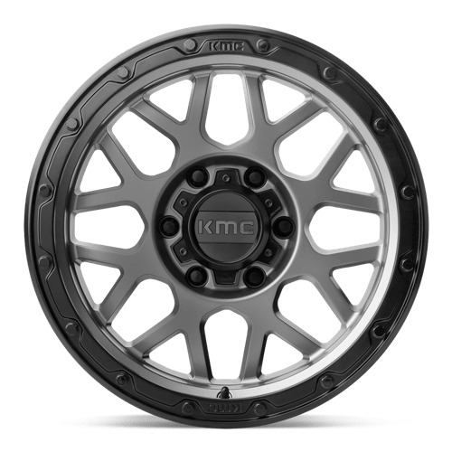 KMC KM535 GRENADE OFF-ROAD Matte Gray W/ Matte Black Lip 17x9 -12 6x135mm 87.1mm - Wheelwiz
