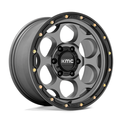 KMC KM541 DIRTY HARRY Satin Gray W/ Black Lip 18x8.5 0 6x139.7mm 106.1mm - Wheelwiz