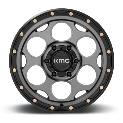 KMC KM541 DIRTY HARRY Satin Gray W/ Black Lip 18x8.5 +18 6x139.7mm 106.1mm - Wheelwiz