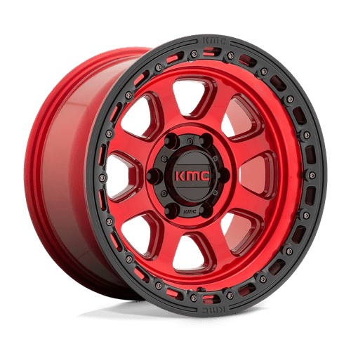 KMC KM548 CHASE Candy Red W/ Black Lip 17x9 0 5x127mm 71.5mm - Wheelwiz