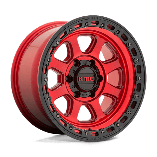 KMC KM548 CHASE Candy Red W/ Black Lip 20x9 +18 8x180mm 124.2mm - Wheelwiz