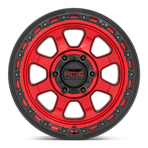 KMC KM548 CHASE Candy Red W/ Black Lip 18x9 0 8x180mm 124.2mm - Wheelwiz