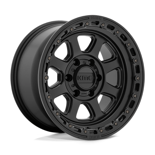 KMC KM548 CHASE Satin Black W/ Gloss Black Lip 20x9 +18 8x180mm 124.2mm - Wheelwiz